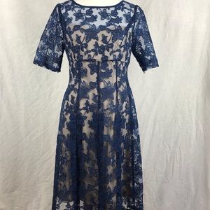 NWT Adrianna Papel Blue Lace Dress Sz 10 Fit Flare